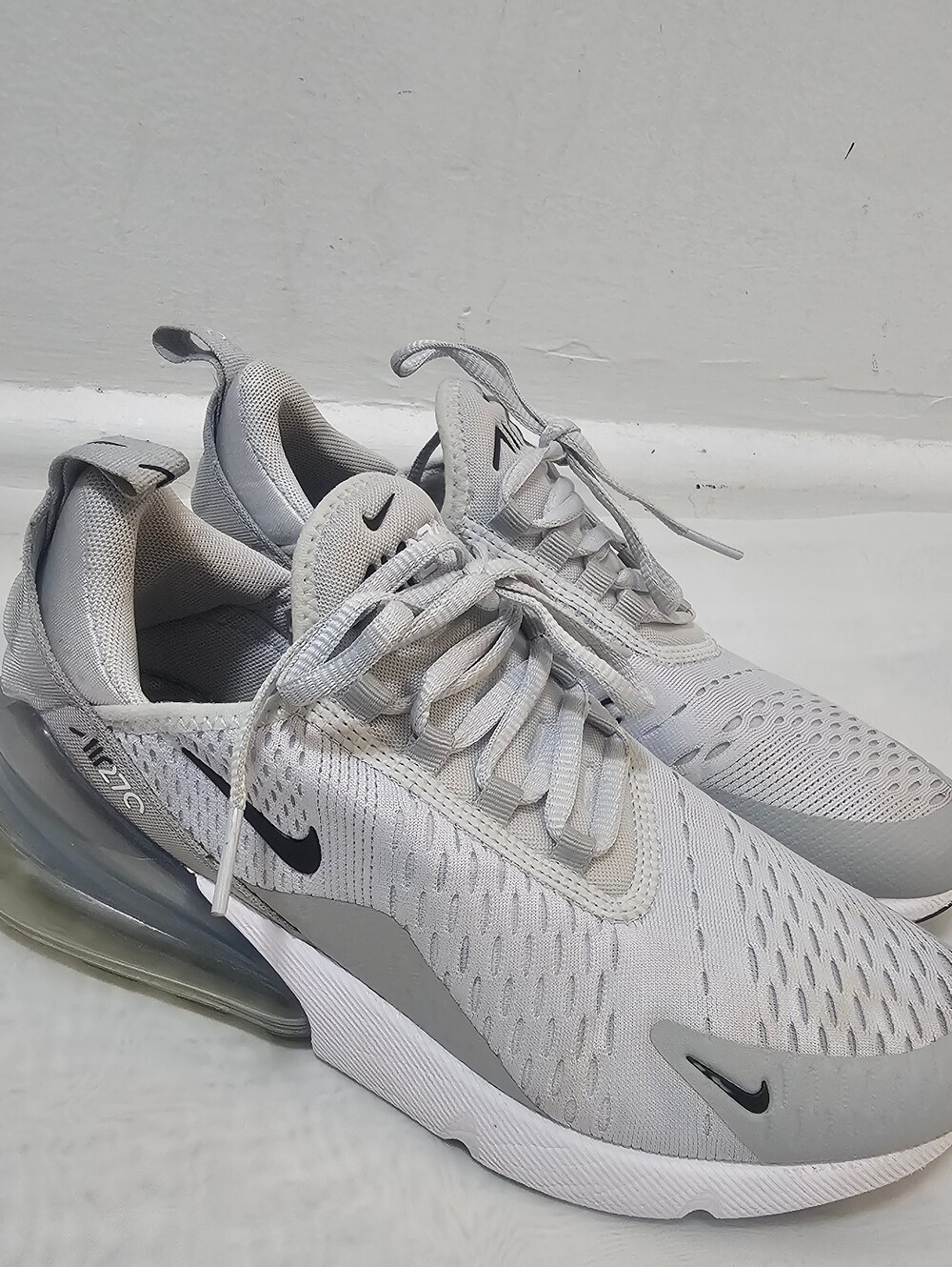 NikeAirMax270Women PurePlatinumGrayWhiteBlackLace UpSneakerAH6789-018 Size US7.5